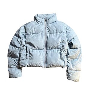 Double Zero Crop Boxy Sky Blue Puffer Jacket - M